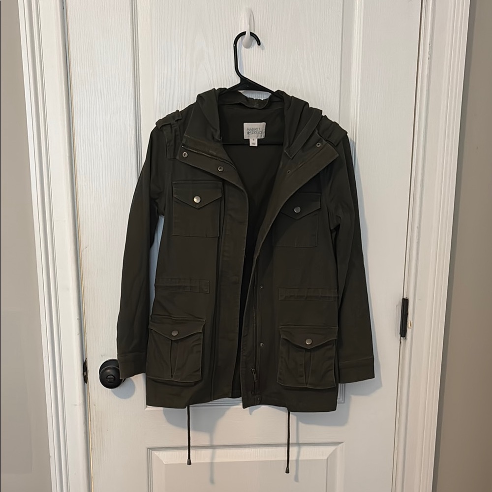 Market & Spruce Green Hooded Utility Jacket